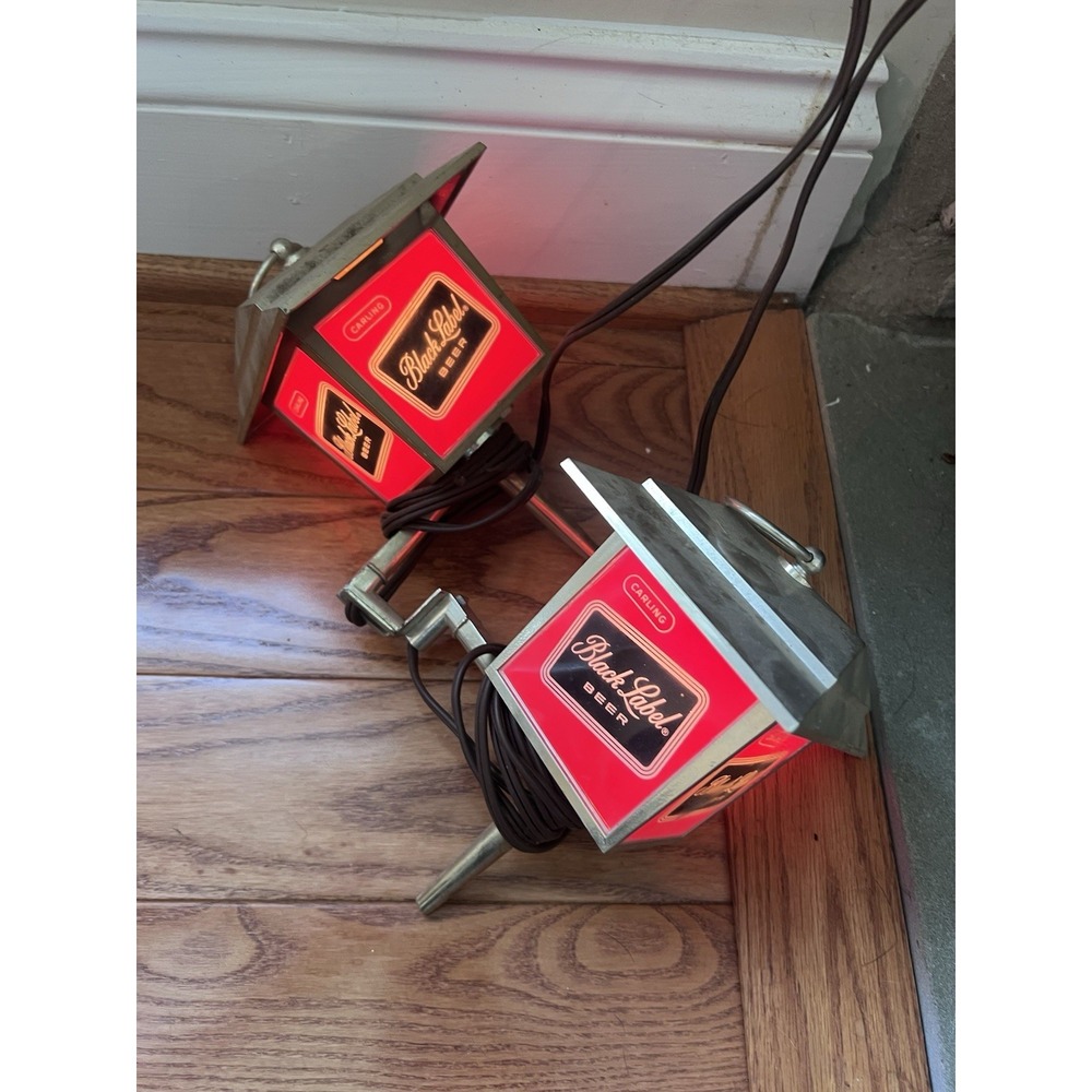 2 Vintage Carling Brewing Black Label Beer Sign Wall Sconce Lights Tested